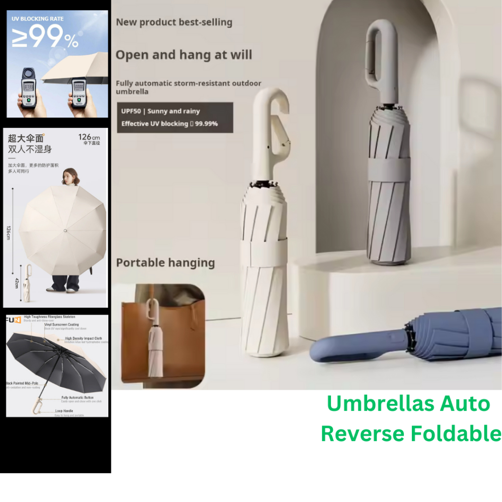 Umbrella Reinforced Extra Large Auto Folding Windproof Umbrellas Payung Lipat 雨伞