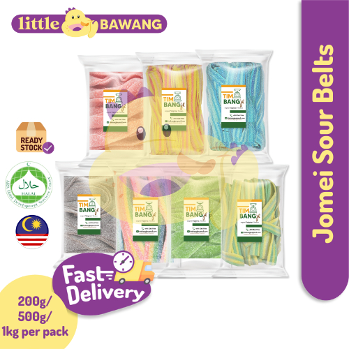 Jomei Sourbelt Assorted Flavor Rainbow Sour Extra Fruits Apple Cola Strawberry 1Kg 500g 200g Per Pack