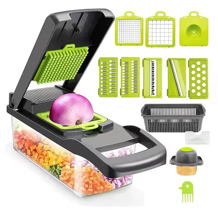 Vegetable Chopper Mandoline Slicer Potato Onion Graters & Cutter 11 in 1 Multifunction Food Chopper Pemotong Sayur