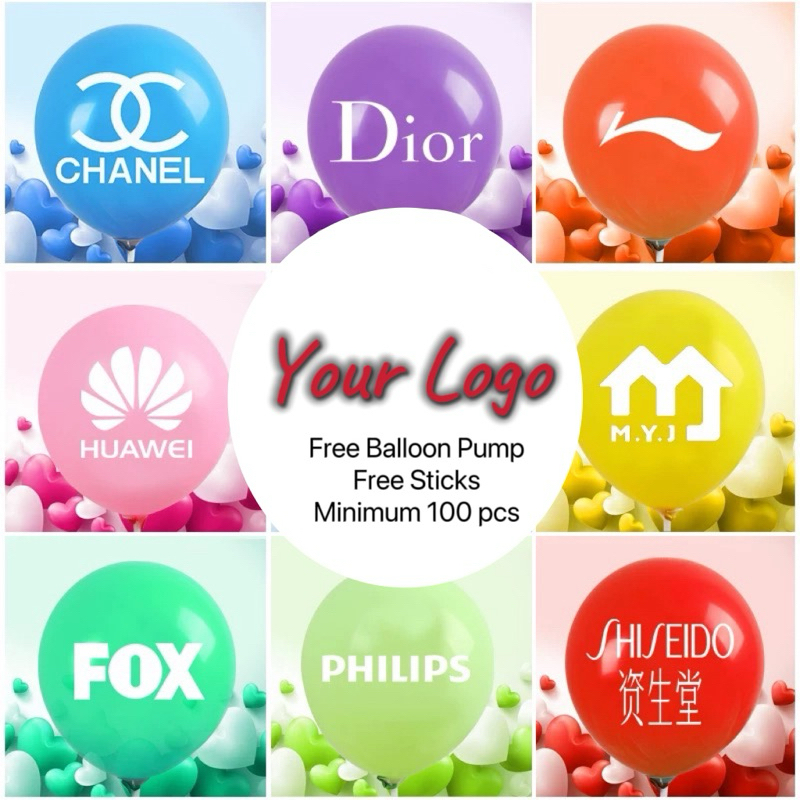 Logo Printing On Balloon Latex Belon Logo QR Code FREE STICK FREE PUMP