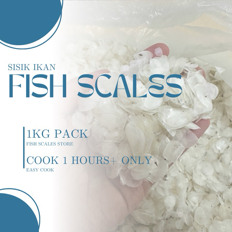 [中片]鱼鳞片 1kg/Medium Fish Scales/食甲鱼鱼鳞 参中小片鱼鳞冻 /胶原蛋白 /深海鱼鳞 /Fish Scale /Sisik Ikan Siakap