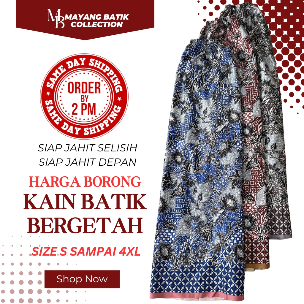 Kain Berpantang Bergetah / Kain Batik Instant / Confinement Sarong /Kain Batik Sarong Siap Getah Pinggang [3031 - 3033]