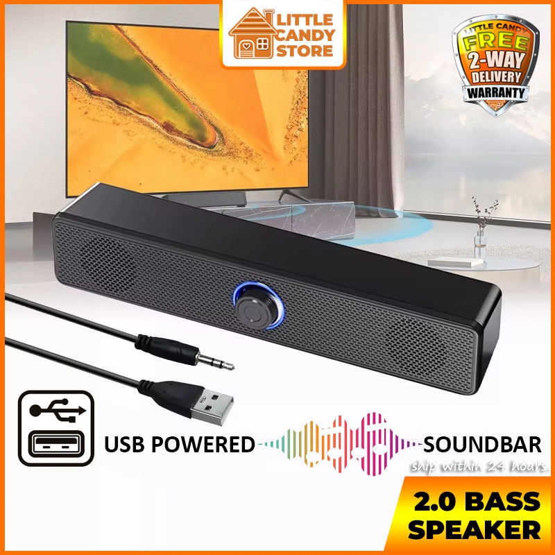 USB Soundbar Stereo Mini Speaker With LED Light AUX Audio For Desktop PC Computer Laptop Gaming Smartphone Tablet 声霸 音响