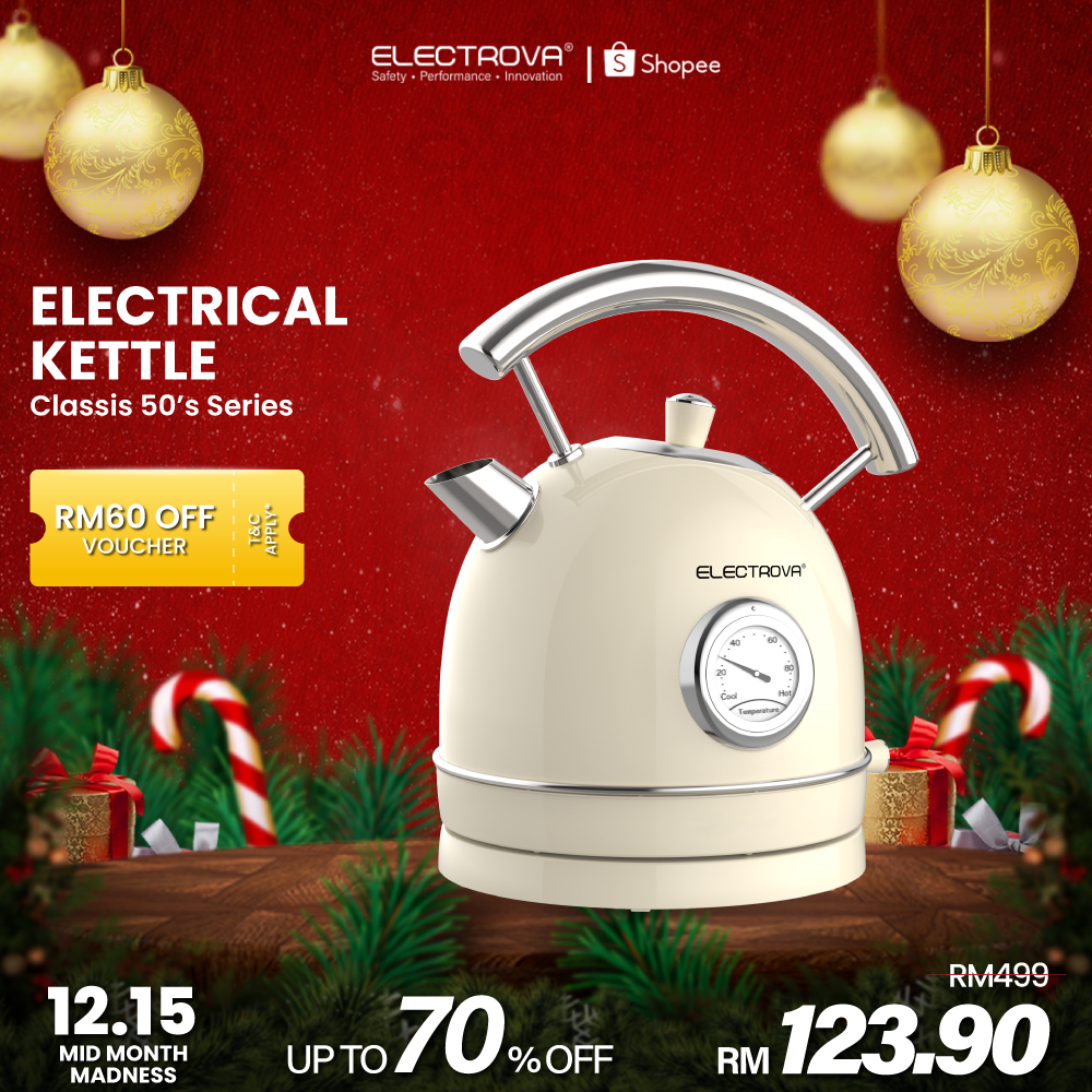 Electrova Classic 50's Series Stainless Steel Electric Kettle (1.8L)