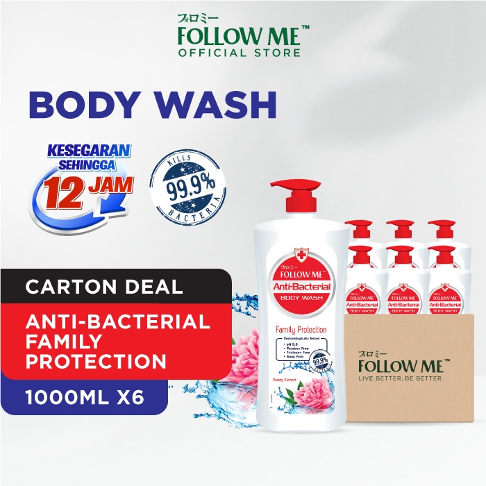 [Carton Deal] Follow Me Anti-Bacterial Body Wash 1,000ml x6 (Family Protection)