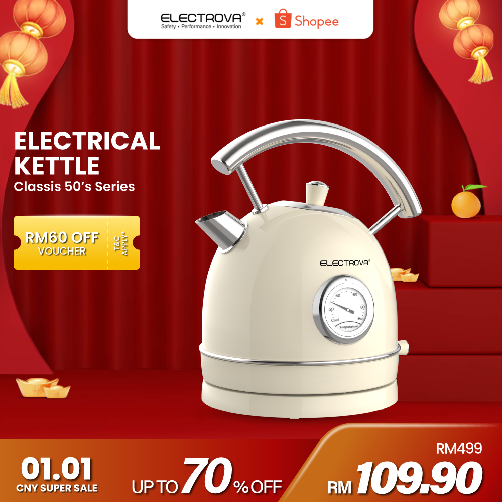 Electrova Classic 50's Series Stainless Steel Electric Kettle (1.8L)