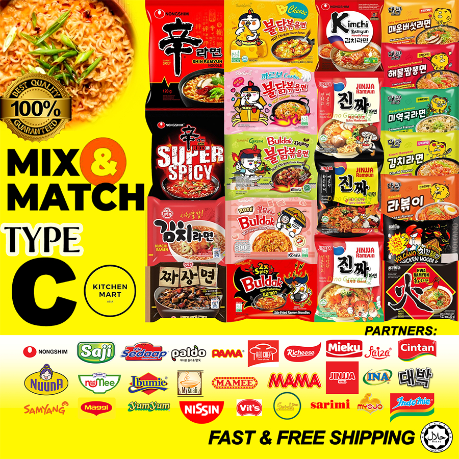 Mi Daebak Nongshim Samyang Paldo Jinjja Ottogi Jin Ramen Myojo Nissin Ramen Ramyeon Mix & Match EasyConvenient