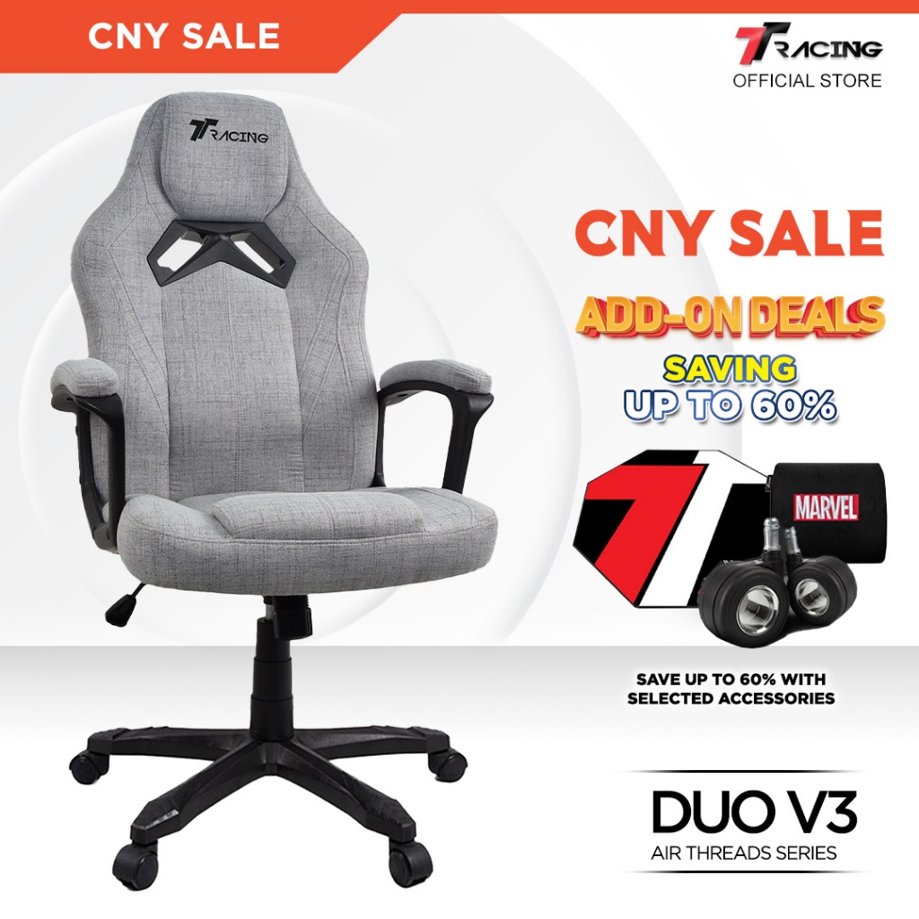 TTRacing Duo V3 Air Threads Fabric Gaming Chair Ergonomic Office Chair Kerusi Gaming - Dawn - 2 Years Official Warranty