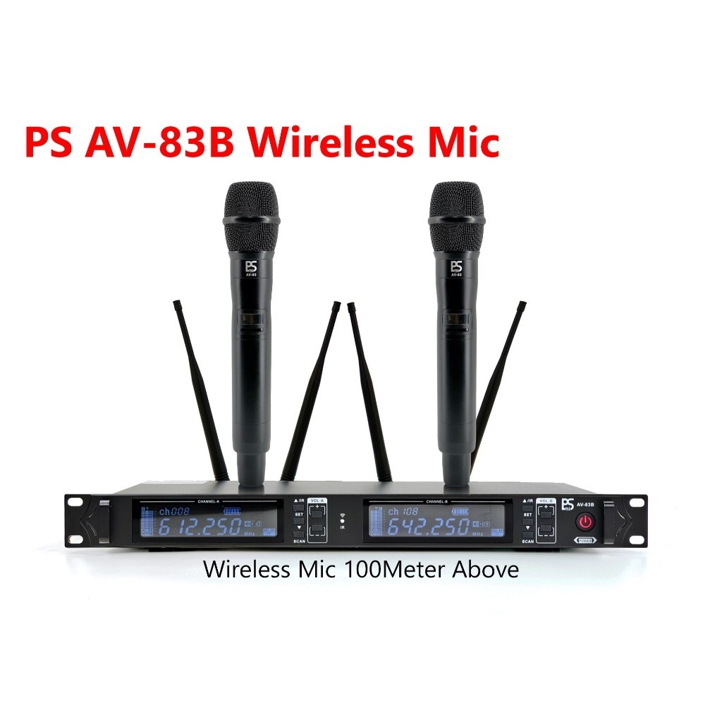 PS PRO SOUND AV-83B PLL Professional UHF Dual-Channel Handheld Wireless Microphone System Karaoke Singing Wireless Mic