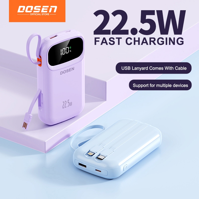 DOSEN Original Powerbank fast charging  Y342 PD22.5W Portable 10000mAh 20000mAh 25000mAh Comes with three wires