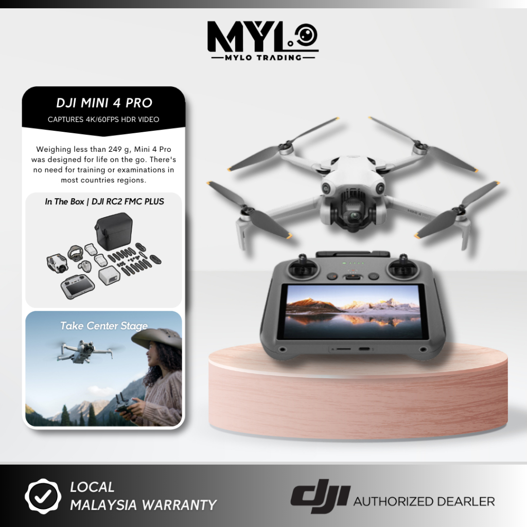 (READY STOCK) - DJI Mini 4 Pro - Camera Drone | Under 249 g | 4K/60fps HDR True Vertical Shooting