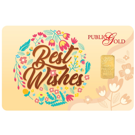 Public Gold Bullion Bar PG 0.5g (Au 999.9) 24K - Best Wishes (Ready Stock)