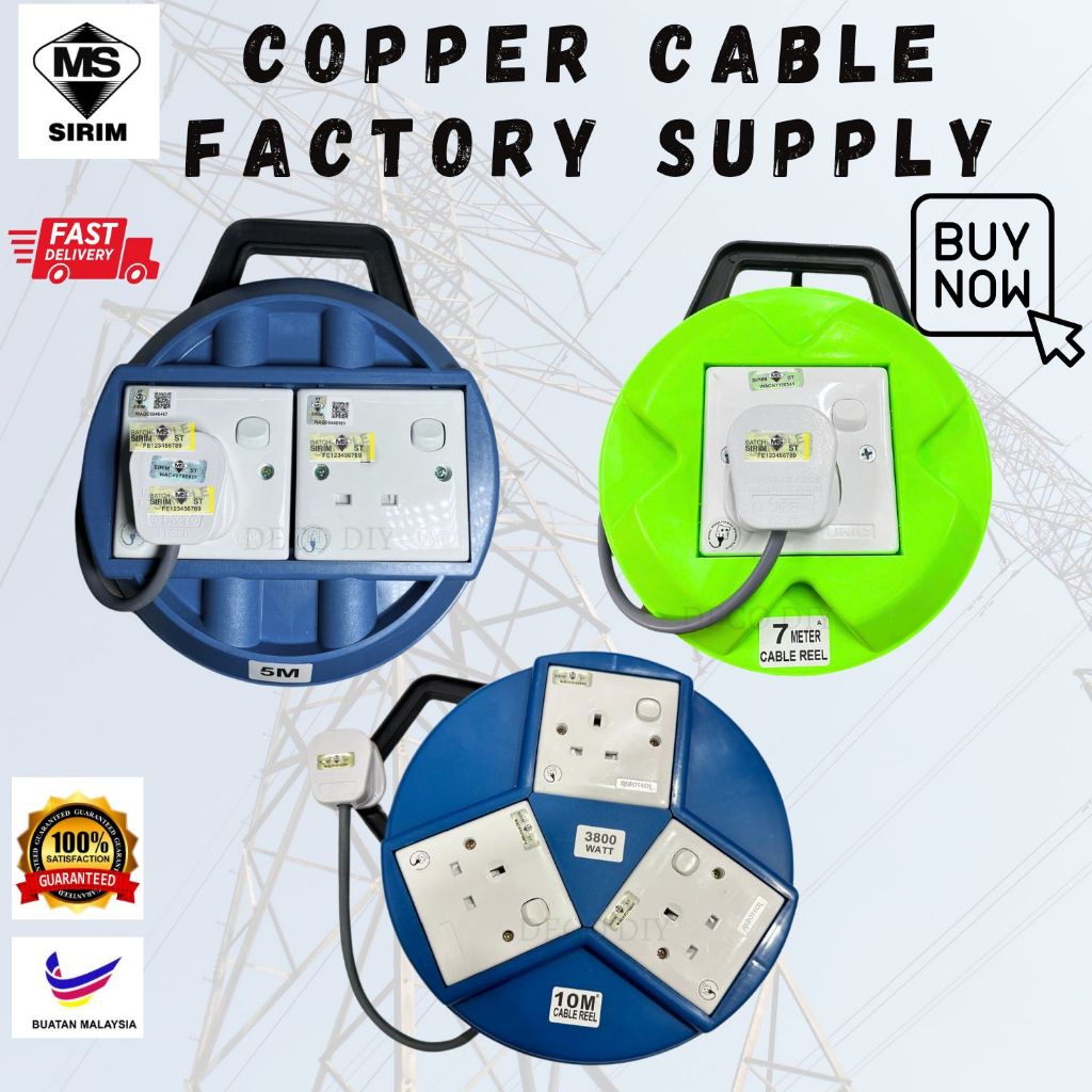 Copper Extension Box Cable Reel Portable Trailing Extension Socket Round Box Cable Box, Multiple Variation Available