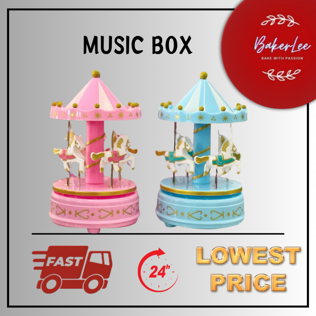 MUSIC BOX BOY & GIRL / PLASTIC MATERIAL DECO CAKE PARTY