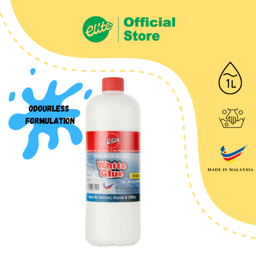 ELITE WG1000 White Glue 1000ml | Latex Glue | Craft Wood Glue | Slime Glue | Liquid Glue | Refill