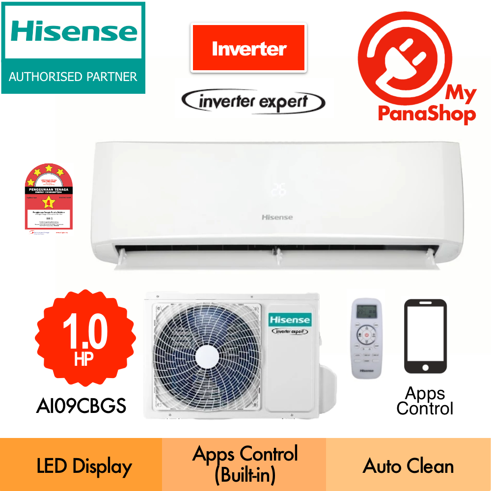 Hisense AirCond R32 Auto Clean Inverter / Non Inverter Air Conditioner ( 1.0HP ) AI09CBGS / AN09CBG
