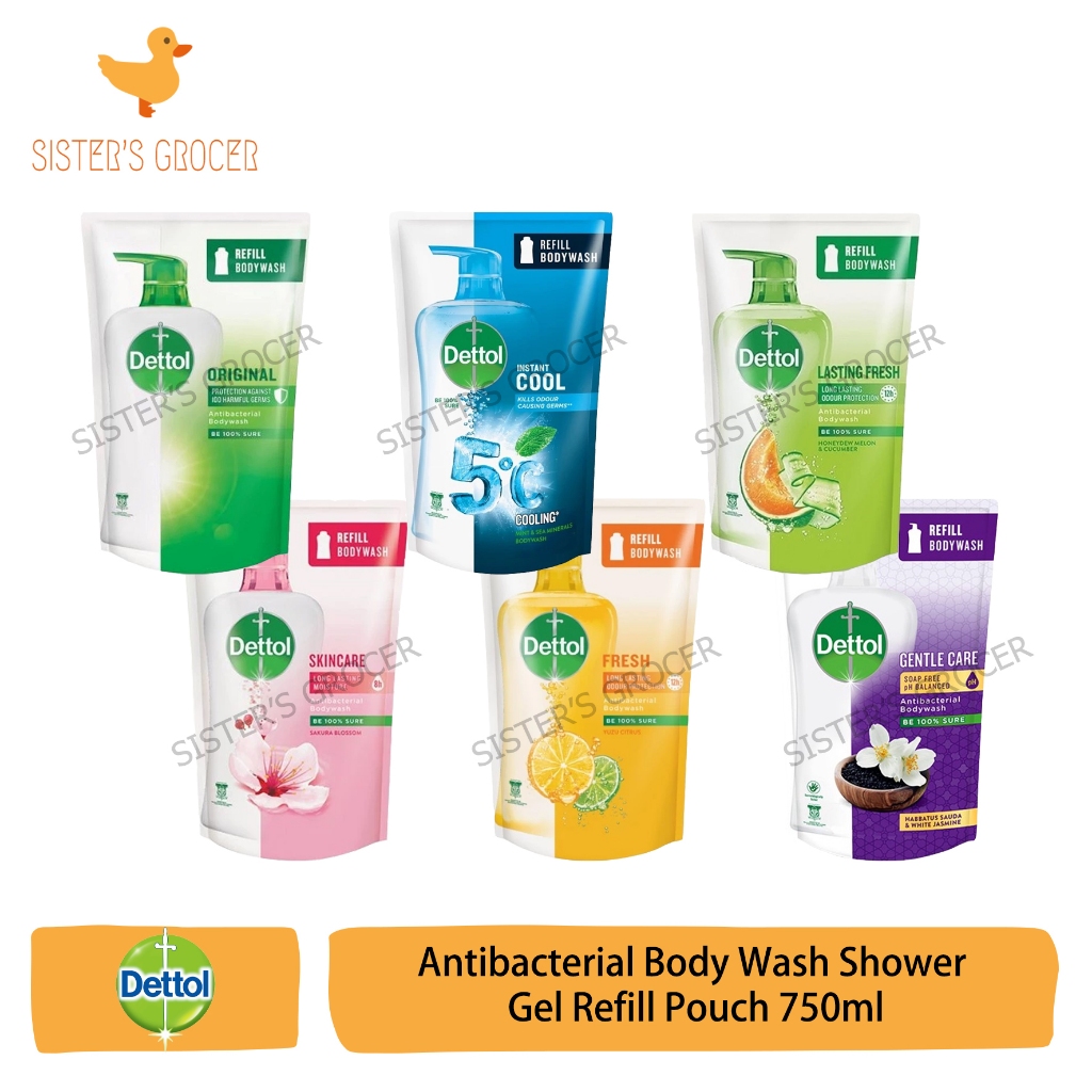 Dettol Antibacterial Body Wash Shower Gel Refill Pouch 750ml