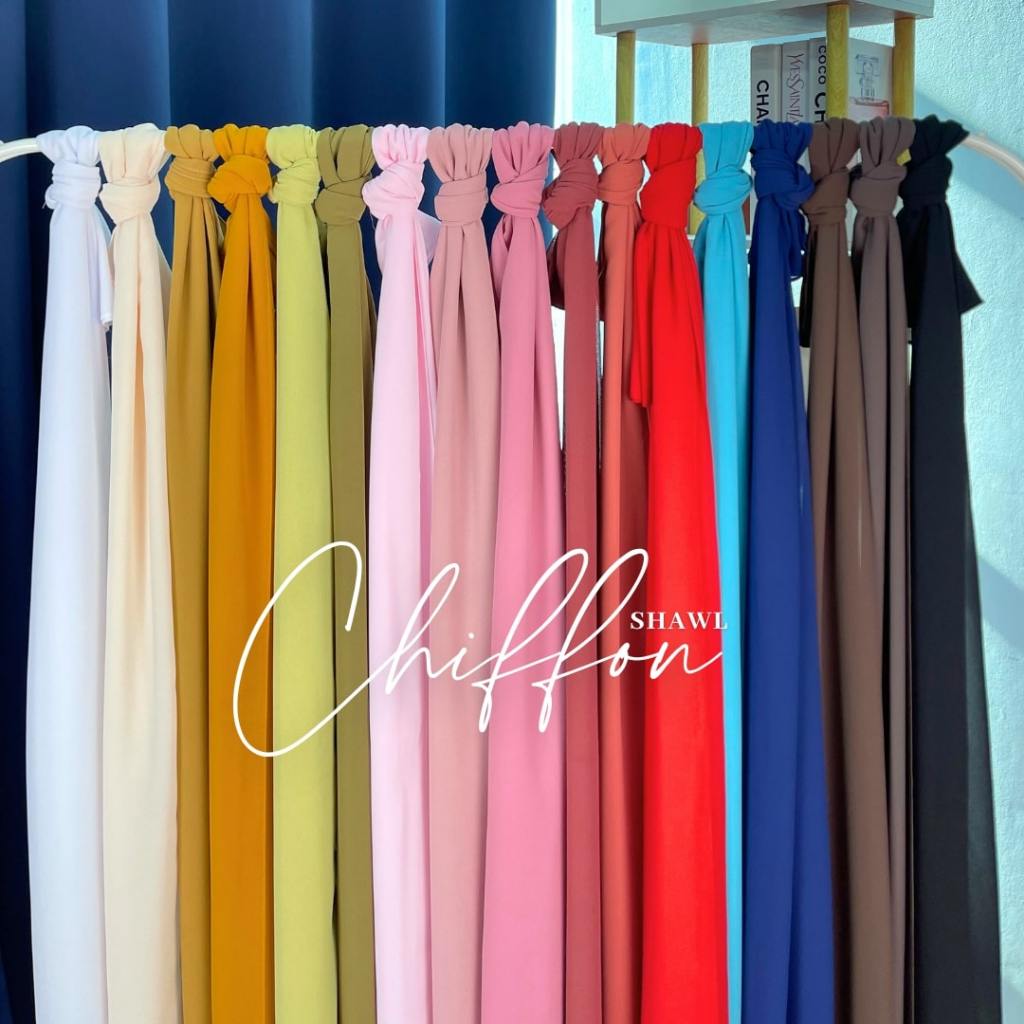SHAWL FLOWY HEAVY CHIFFON by Athifa Azzahrah - Shawl flowy chiffon plain | Tudung senang bentuk