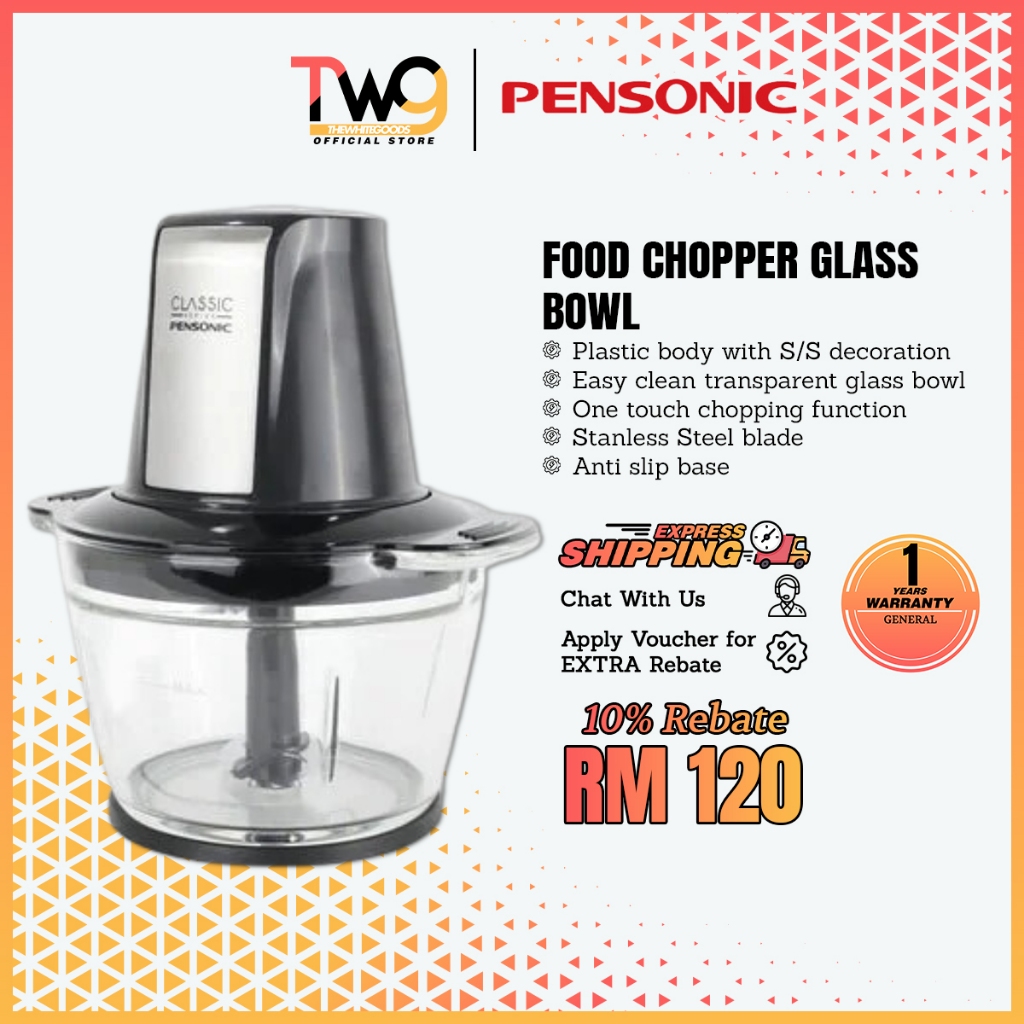 Pensonic 1L Electric Garlic Chopper Chili Onion Blender Meat Glass Bowl I PB-6005GX