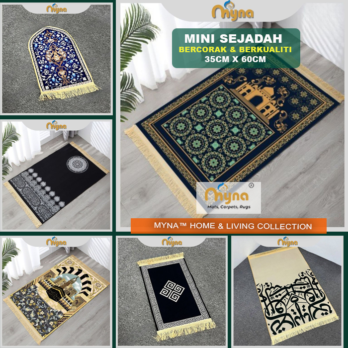 Myna Mats Sejadah Mini Sejadah Gebu (35 x 60cm) | Prayer Mat Sejadah Gebu Solat Crystal Velvet Home