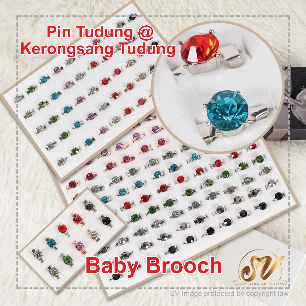 Kerongsang Pin Tudung Borong Murah 10/50/100pcs Korea Premium Baby Brooch Bahu Kerongsang Baby Mini Brooch Tudung Hijab