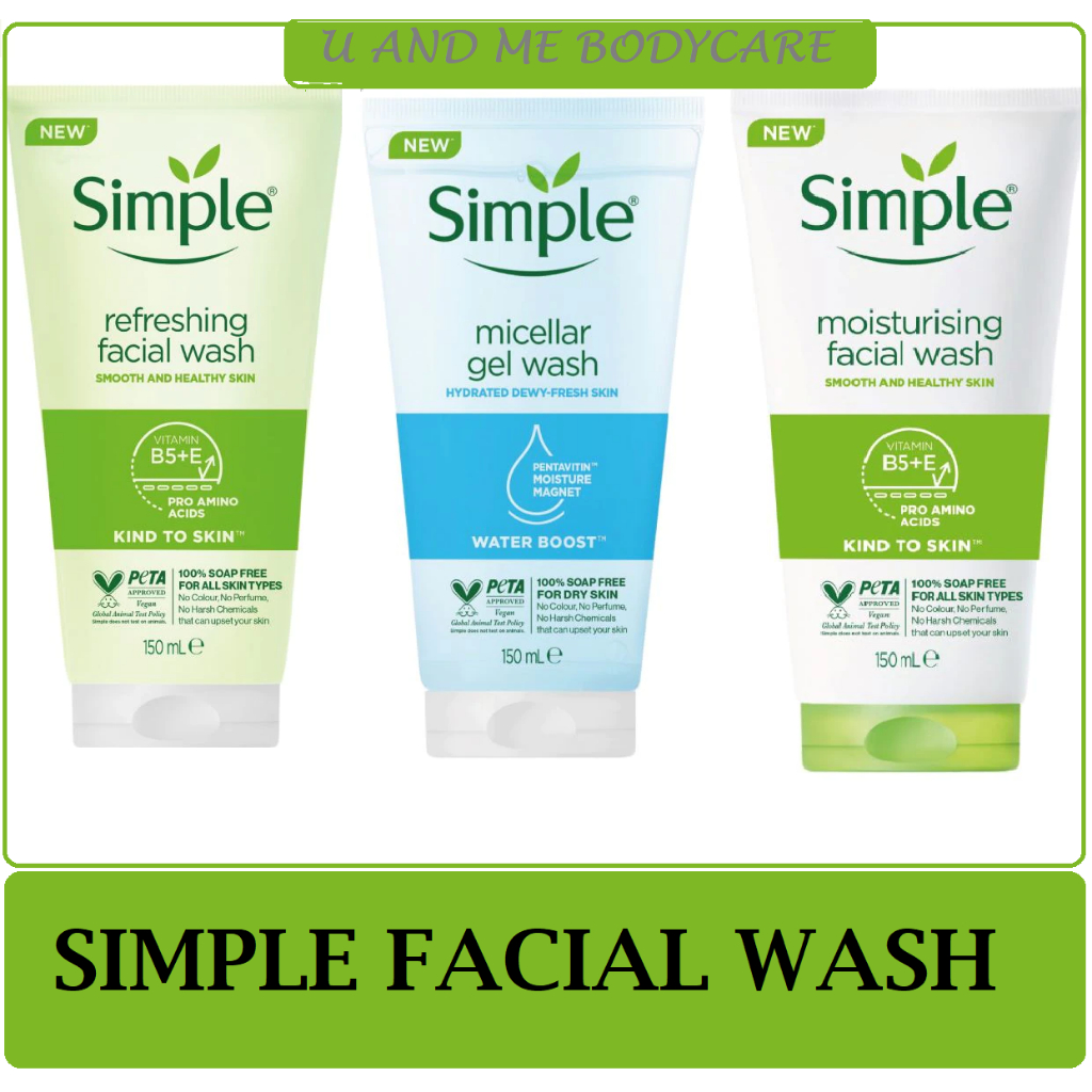 Simple Facial Gel Wash -Refreshing/Micellar/Moisturising150ml
