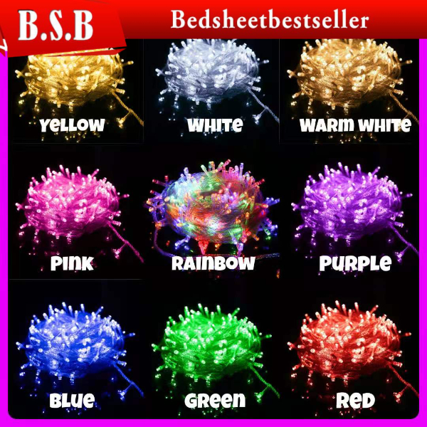B.S.B 100LED 10M LED String Fairy Light Party Wedding Decoration LAMPU LED DEKORASI LAMPU HIASAN