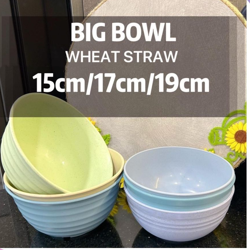 15cm/17cm/19cm Big Bowl Wheat Straw Colorful Tableware Fiber Large Cutlery Dinner Round Bowl 1件大号汤碗泡面碗小麦秸秆餐具圆形大碗家用汤碗