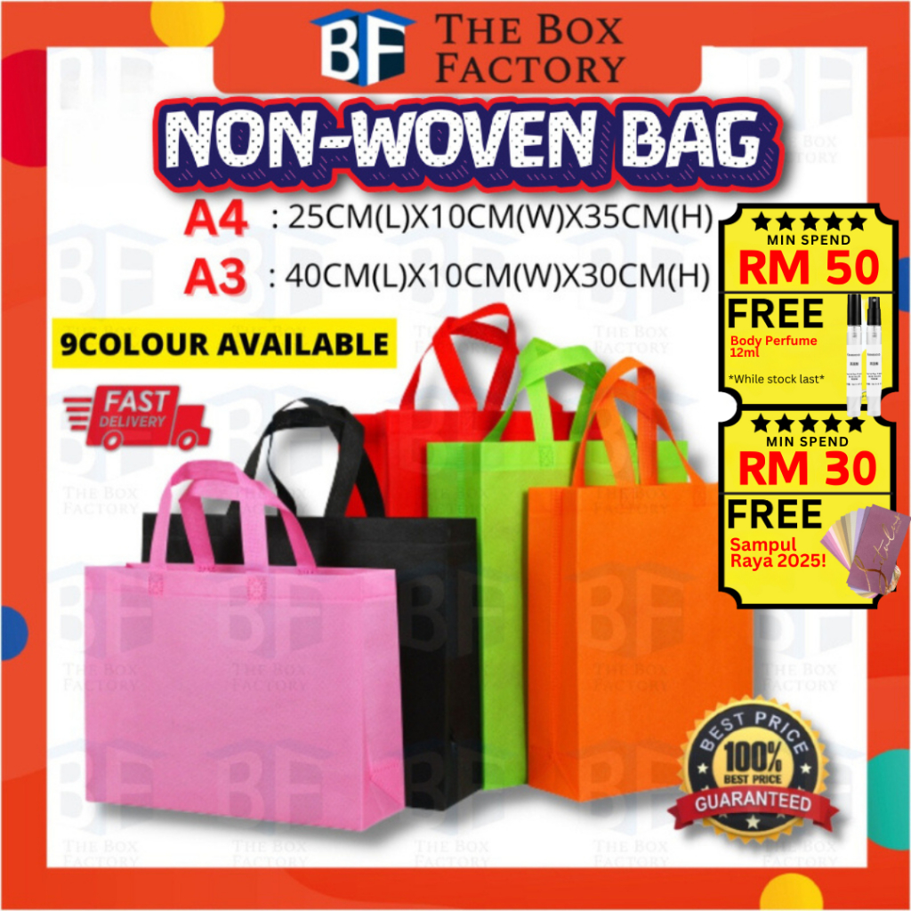 LOWEST PRICE TBF A4 A3 Non Woven Bag Tote Bag Shopping Woven Bag Gift Bag Doorgift Bag Go Green bag Eco Bag Beg Kain