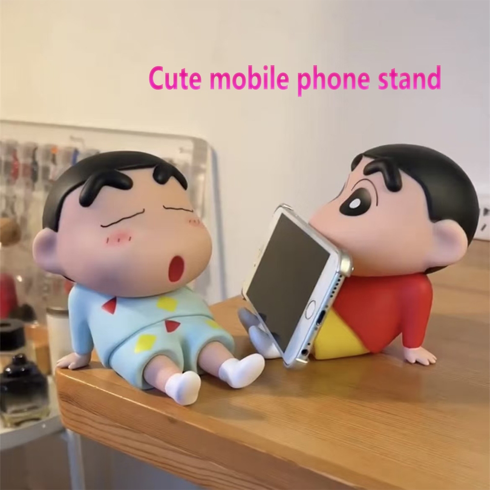 BF Crayon Shin-Chan Phone Holder Anime Figurine Desktop Ornament Cartoon Mobile Phone Stand