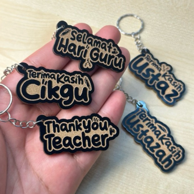 Keychain Hari Guru Murah (Ready Stock) hadiah hari guru [BlackGold & Transparent]