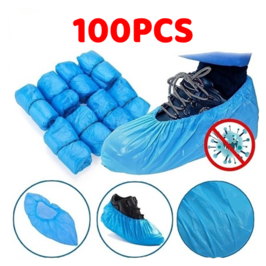 【100pcs】Disposable Plastic Shoe Covers Boot Waterproof and Rainproof Shoe Cover Sarung Kasut Plastik Pakai Buang 一次性塑料鞋套