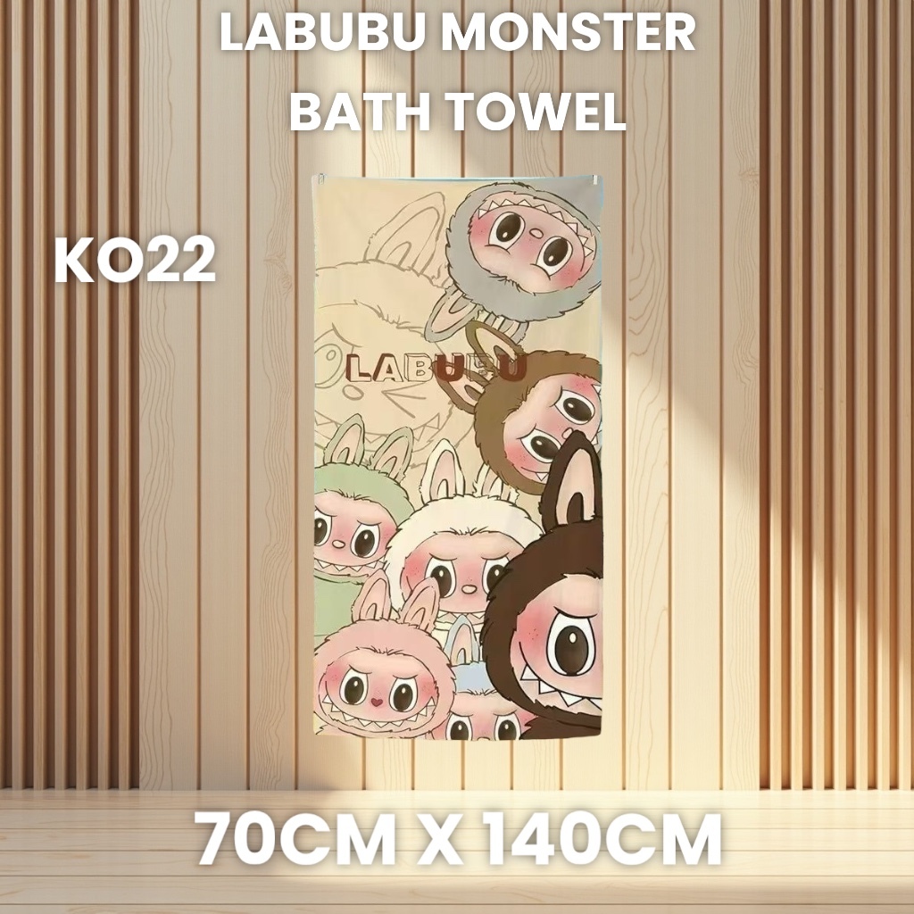 BATH TOWEL KUROMI & LABUBU MONSTER Thin Style Quick Dry Towels Kid Towel Cartoon Beach Bath Tuala Mandi Budak 儿童毛巾 毛巾
