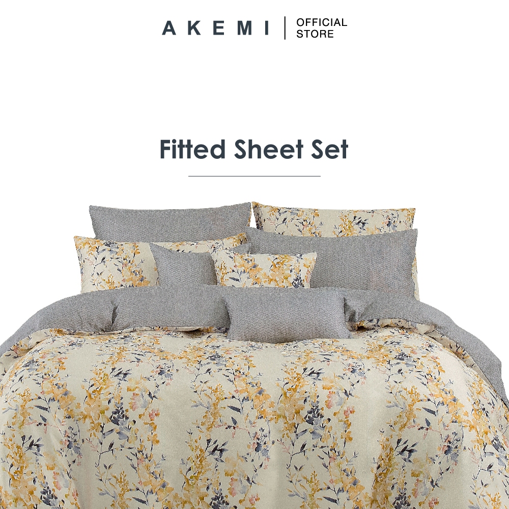 AKEMI Lyocell Flourish Fitted Sheet Set - Super Single/Queen/King 900TC