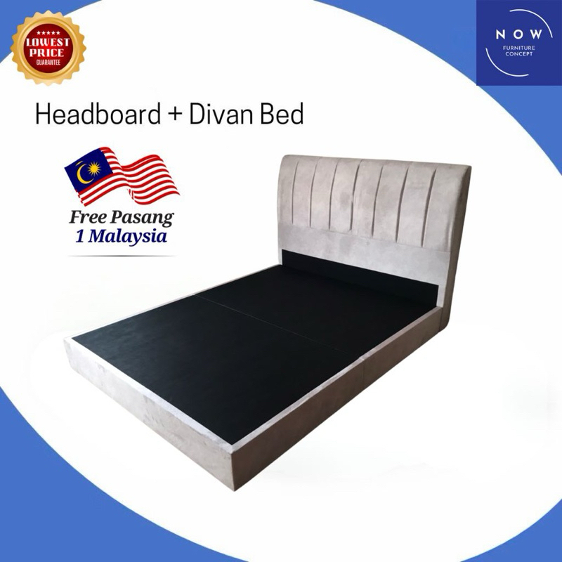 FREE INSTALL Katil Murah Queen Size Bed Frame Headboard Divan King Size Bed Water Repellent Muji Style Ikea Modern 床架
