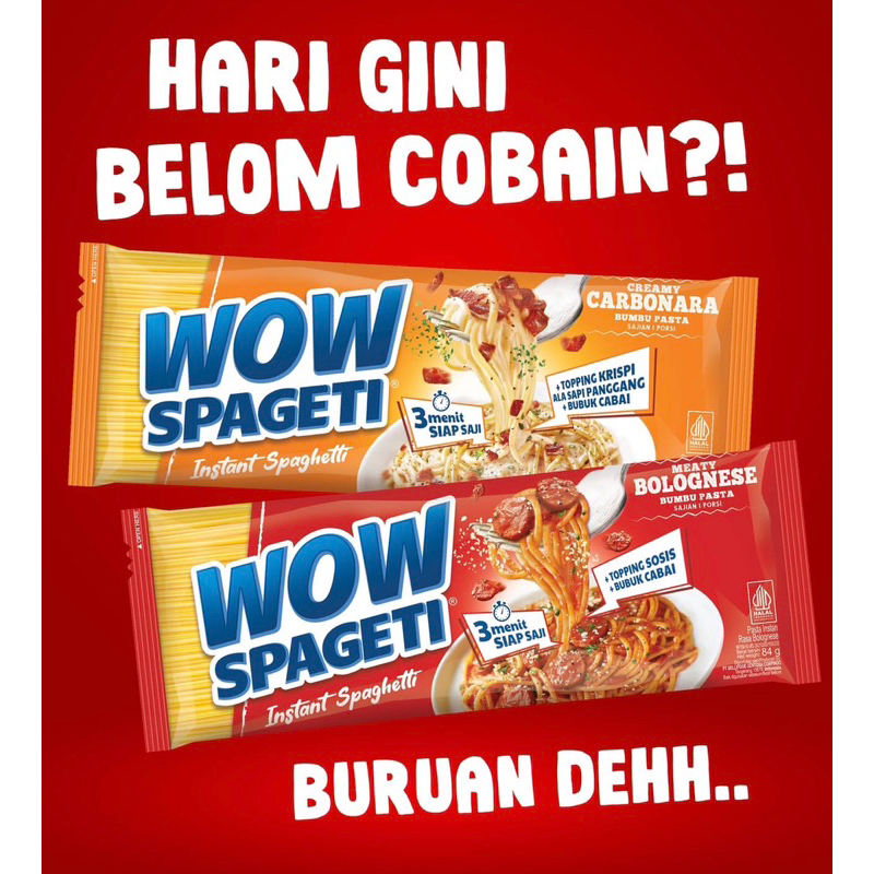 PROMO WOW SPAGHETTI VIRAL 88g CARBONARA BOLOGNESE AGLIO OLIO INSTANT PASTA HALAL