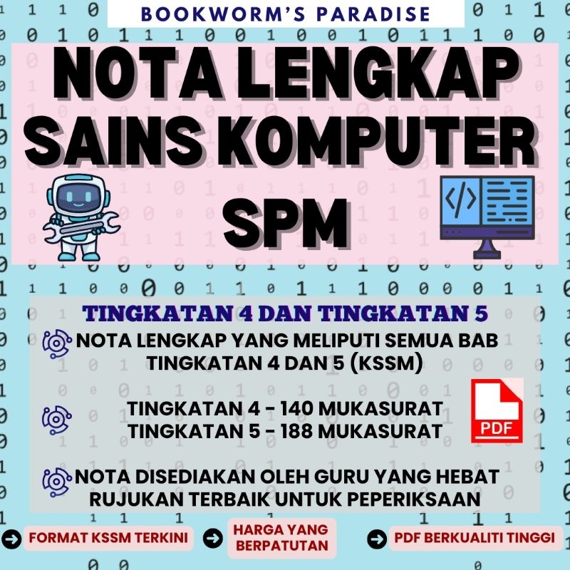 [SOFTCOPY/PDF] NOTA LENGKAP SAINS KOMPUTER SPM | TINGKATAN 4 & 5 | FORMAT TERKINI