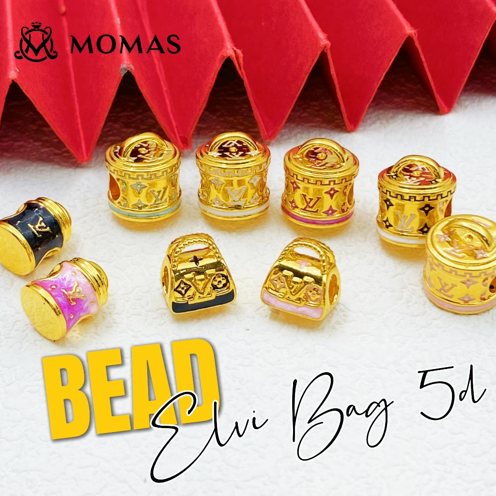 MOMAS  Charm/Bead 5D Elvi Bag -  High End Design  Emas 916 Beads Beg 3D  Bead Enamel Emas 916 Charms 916