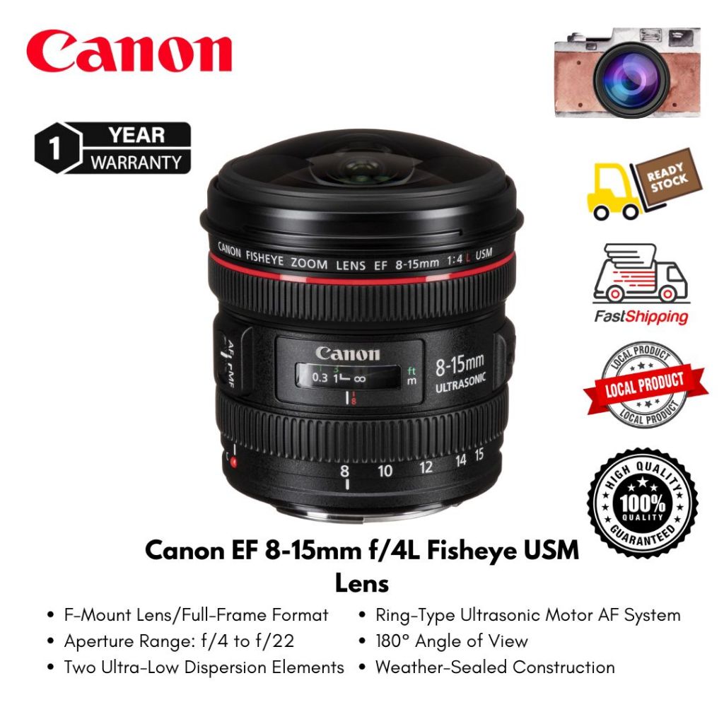 Canon EF 8-15mm f/4L Fisheye USM Lens Ultra Wide Full Frame Fisheye Lens ( 1 Year Warranty )