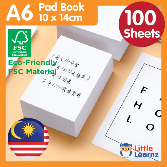A6 White Memo Pad 100's/pad Plain Notepad | Rough Pad | Eco-Friendly Material | Pad Book | Order Pad