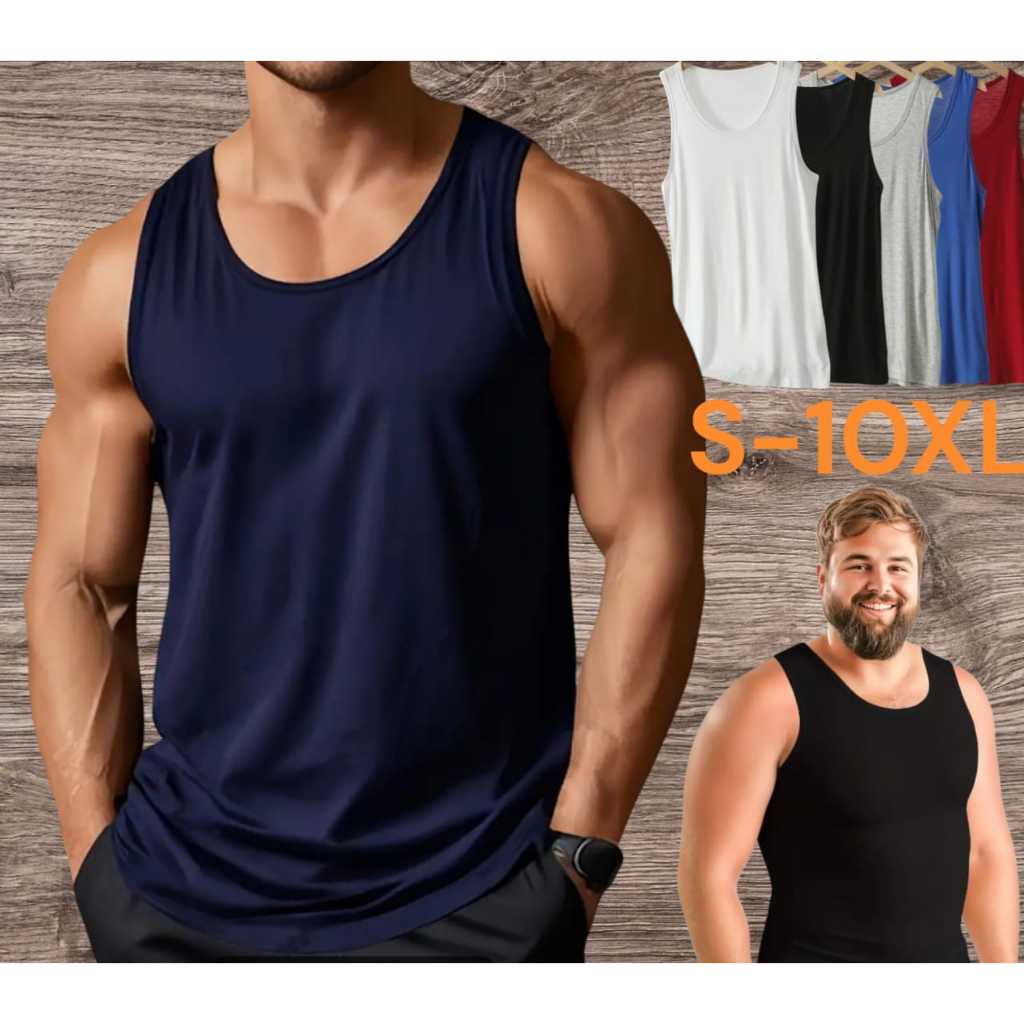 Men's Singlet Kosong / Men's Undershirt Kosong size@ S-10XL Kain Cotton pailing Cantik