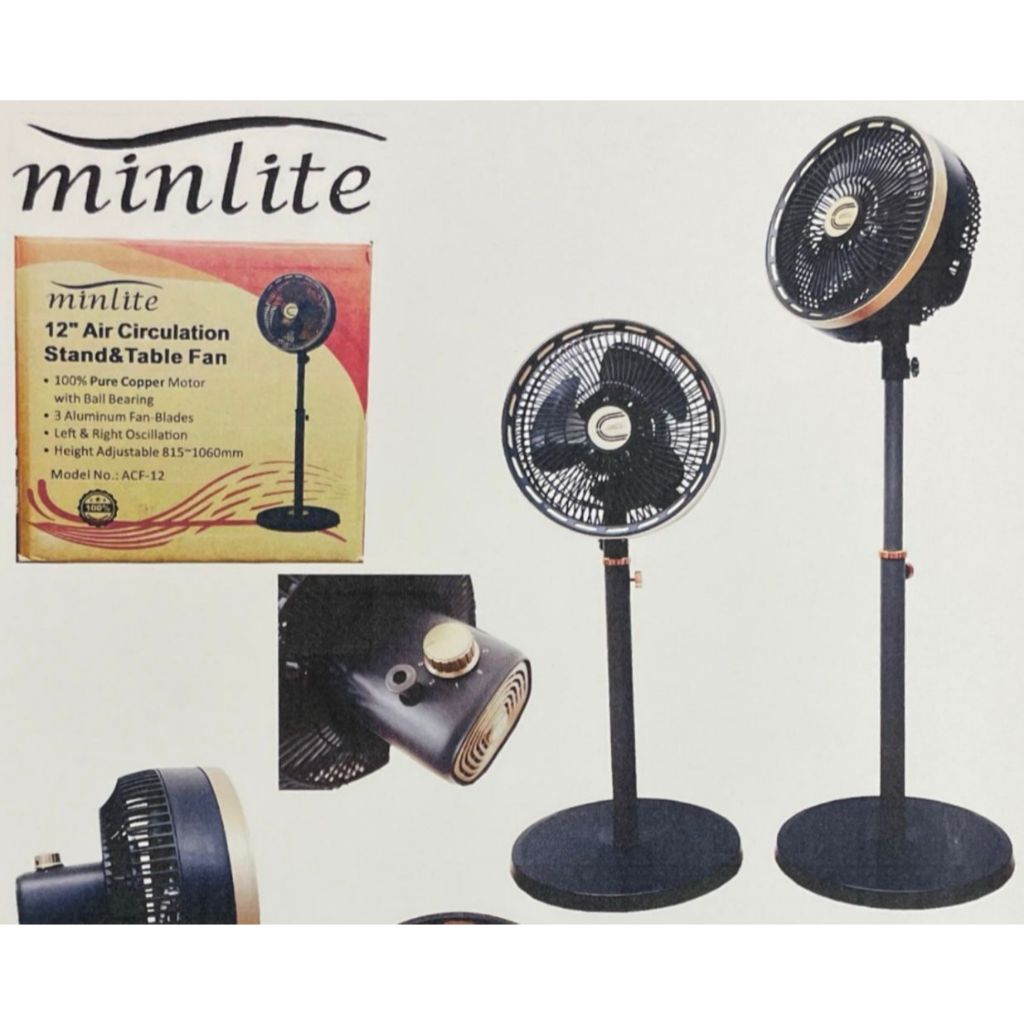 MINLITE 12" Stand/Floor Fan Kipas Berdiri Kipas Meja Table Fan 3 Speed Fan Strong Wind Energy Saving Electric Fan