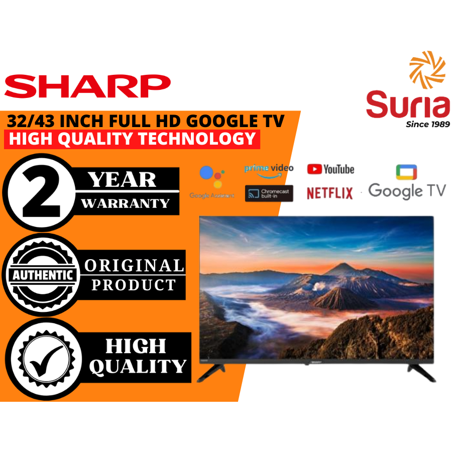 (Free Delivery Penang,Kedah & Perlis)Sharp 32 /43 Inch Full HD Google TV 电视机 2TC32GH3000X 2TC43GH3000X