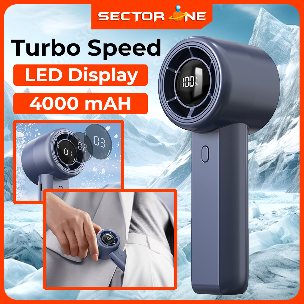 USB Fan Portable Handheld Mini Fan Kipas Mini Kipas Tangan Turbo Speed Rechargeable Handheld Fan with Led Display