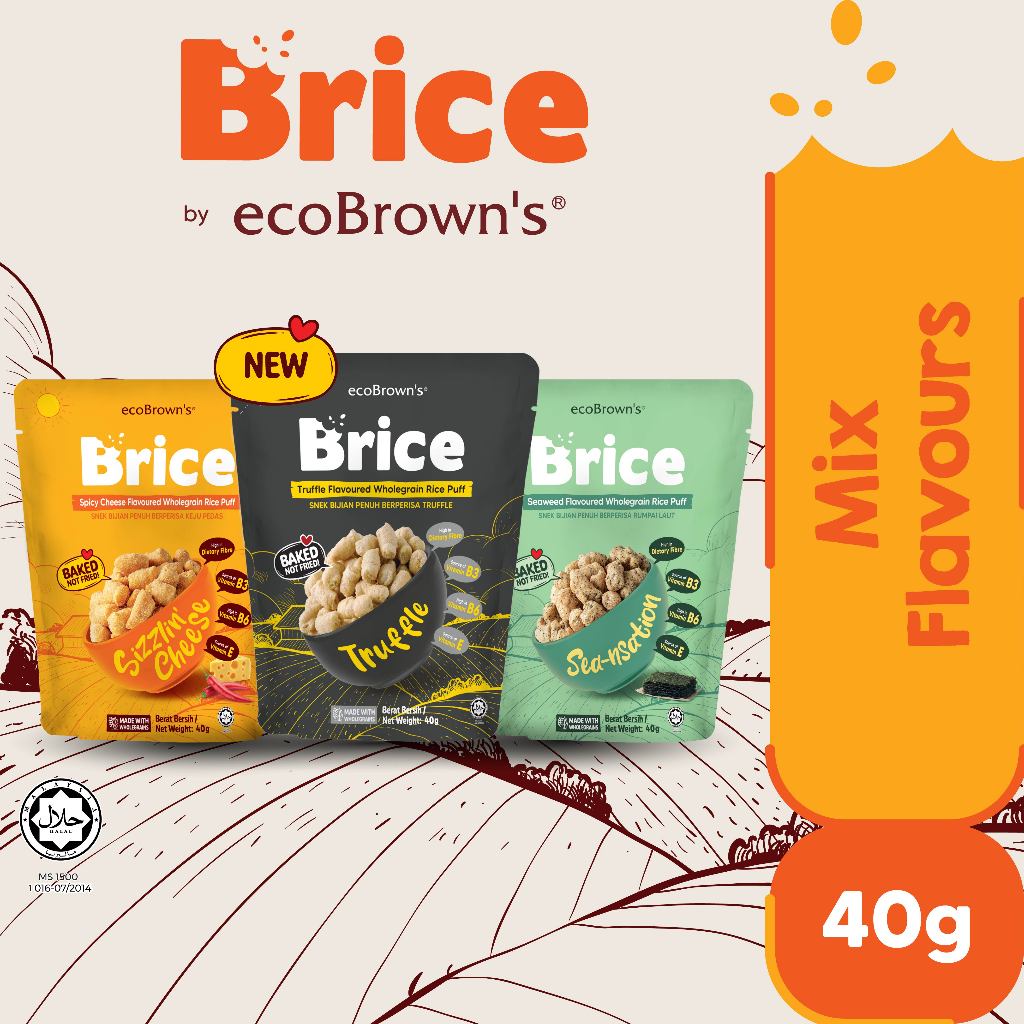 [Bundle of 3x40g] ecoBrown’s Brice Wholegrain Rice Puffs – Truffle + Spicy Cheese + Seaweed