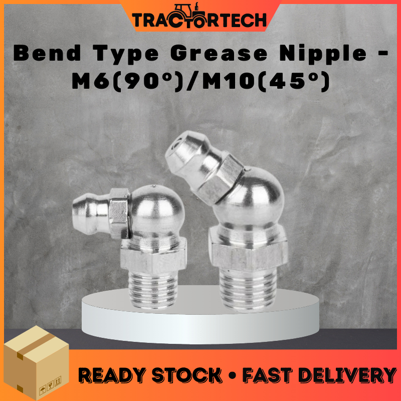 TractorTech | Kepala Gris / Grease Gun Head Nipple 45° & 90° -M6(90°) -1/4=2Hun, M10(45°) -3/8=Hun
