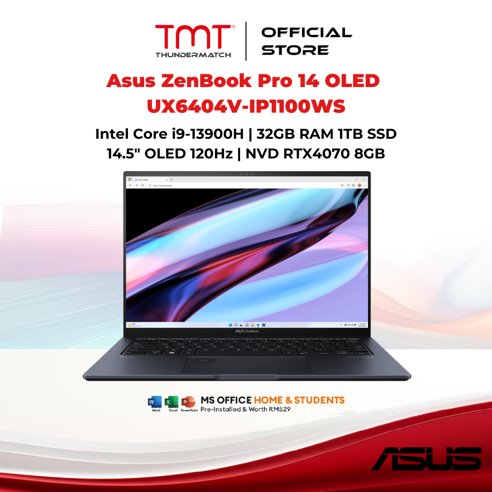 Asus ZenBook Pro 14 OLED UX6404V-IP1100WS Laptop | Intel Core i9-13900H | 32GB RAM 1TB SSD | 14.5" (