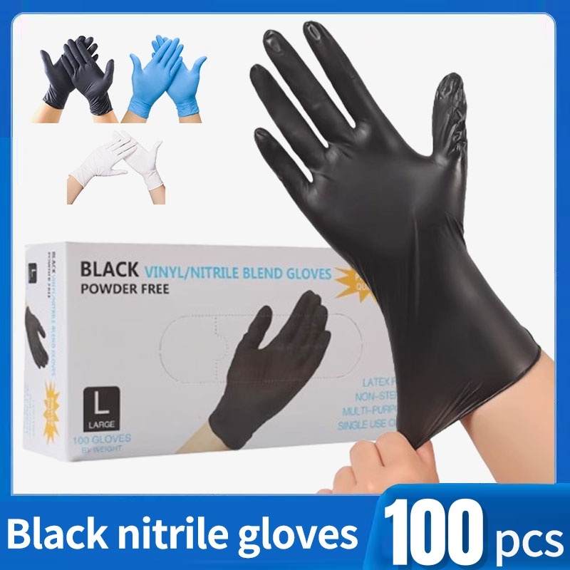 50PCS/100PCS Disposable Nitrile Gloves Powder Free Household Cleaning Gloves Healthcare Food Grade Protection Waterproof