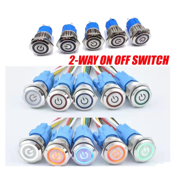 Car On Off Switch Push Button LED Light 12V 24V Motorcycle Fog Lamp Socket Spotlight Suis Kereta
