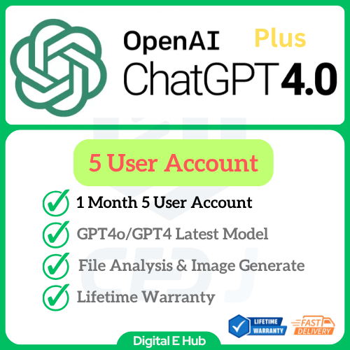 ChatGPT 4o Premium Plus Account⚡5 User Account⚡Lifetime Warranty⚡Stable Account